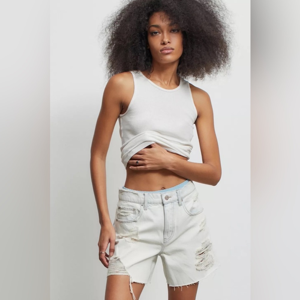 BDG Dropped Rise Distressed Denim Jean Shorts